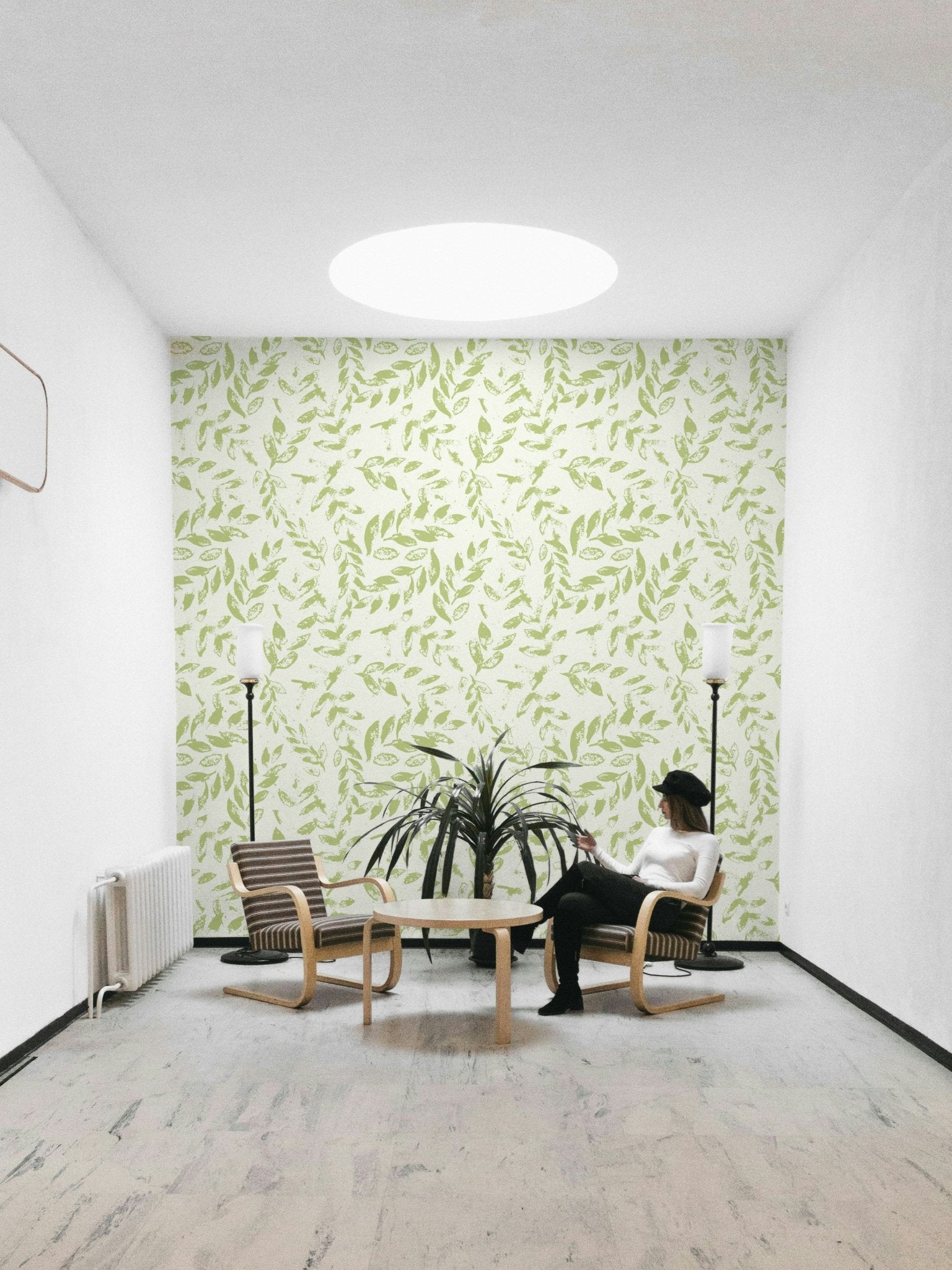 The delicate leaf design flowing across a room's wall., GD4398