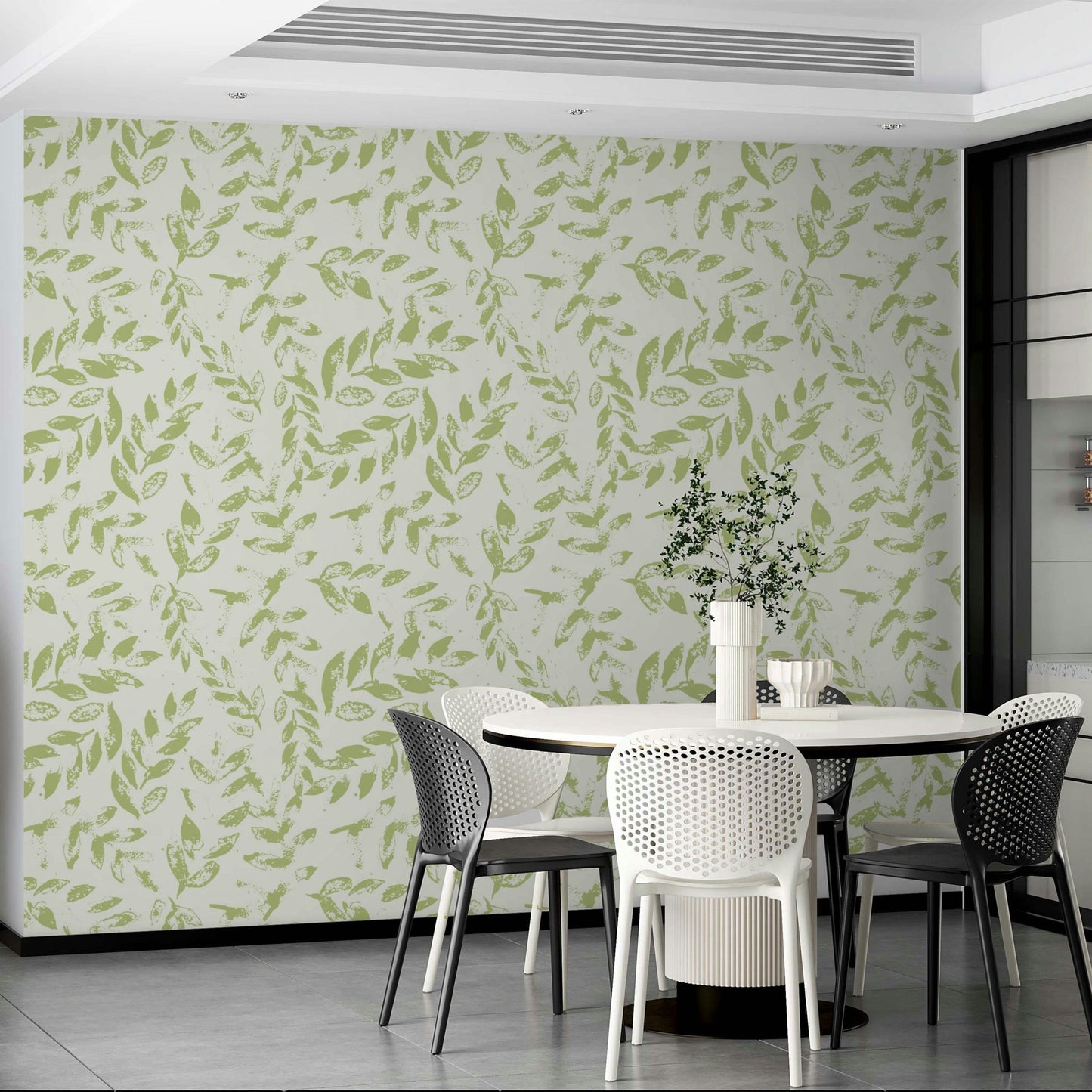 The wallpaper in a peaceful living room with natural light., GD4398