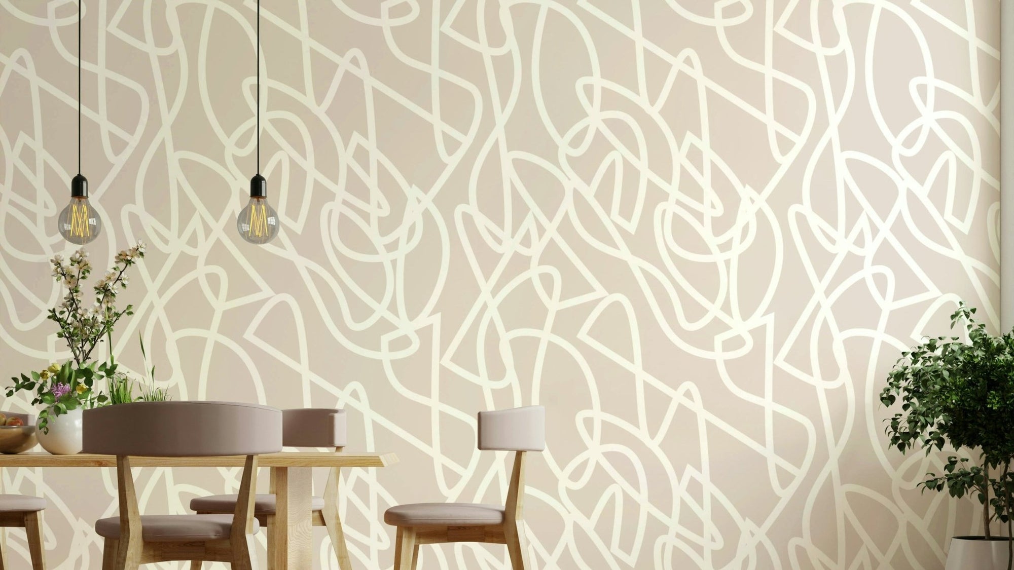 Black and white abstract human form mural, GD4435