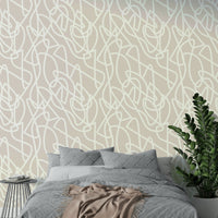 Detailed view of the continuous line drawing wallpaper

