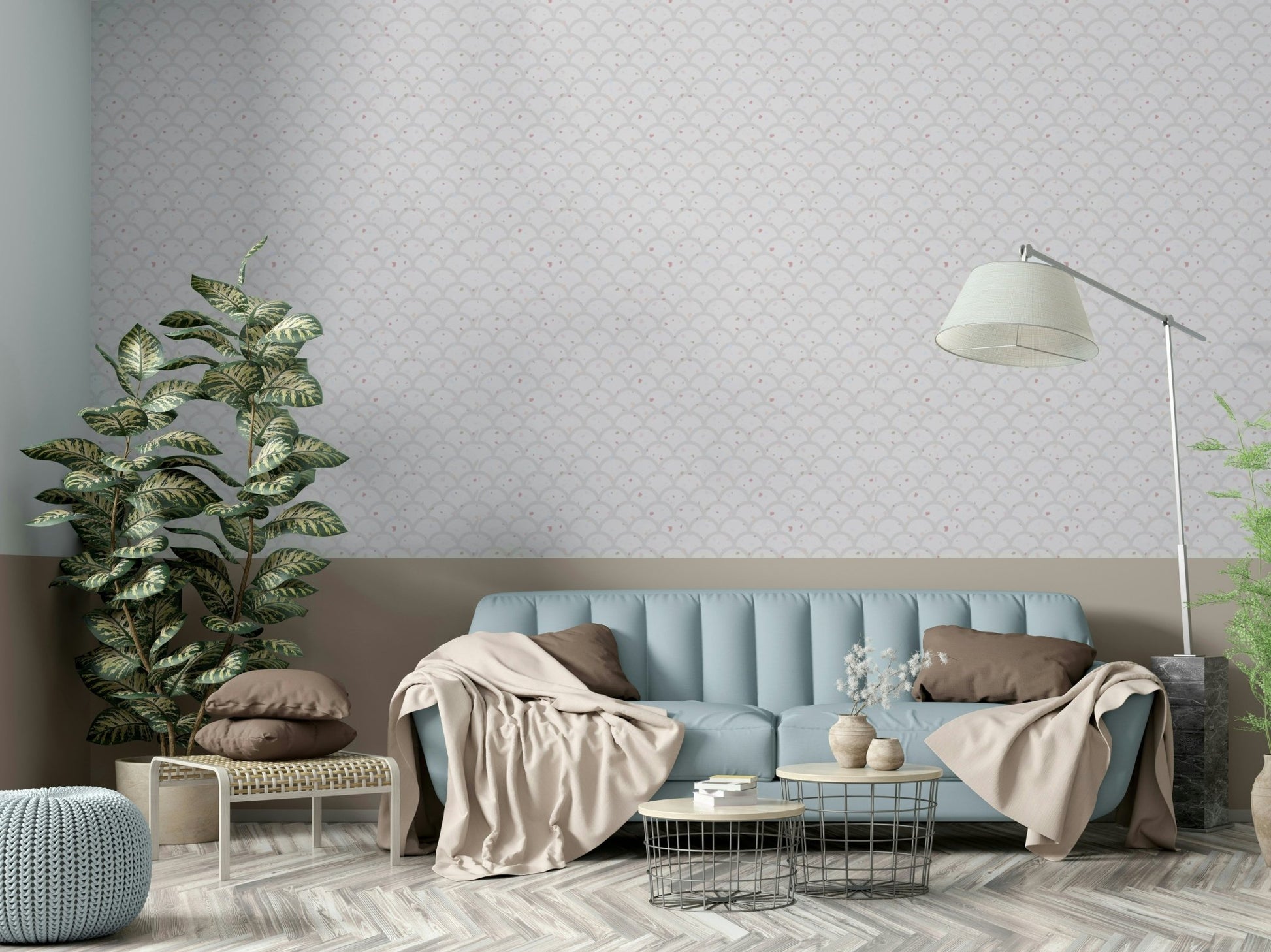 Scenic wallpaper with cartoon shapes and colors GD4235

