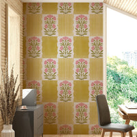 Vertical line floral mural wallpaper

