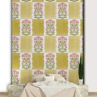 Subtle Stripes & Blooms wall mural

