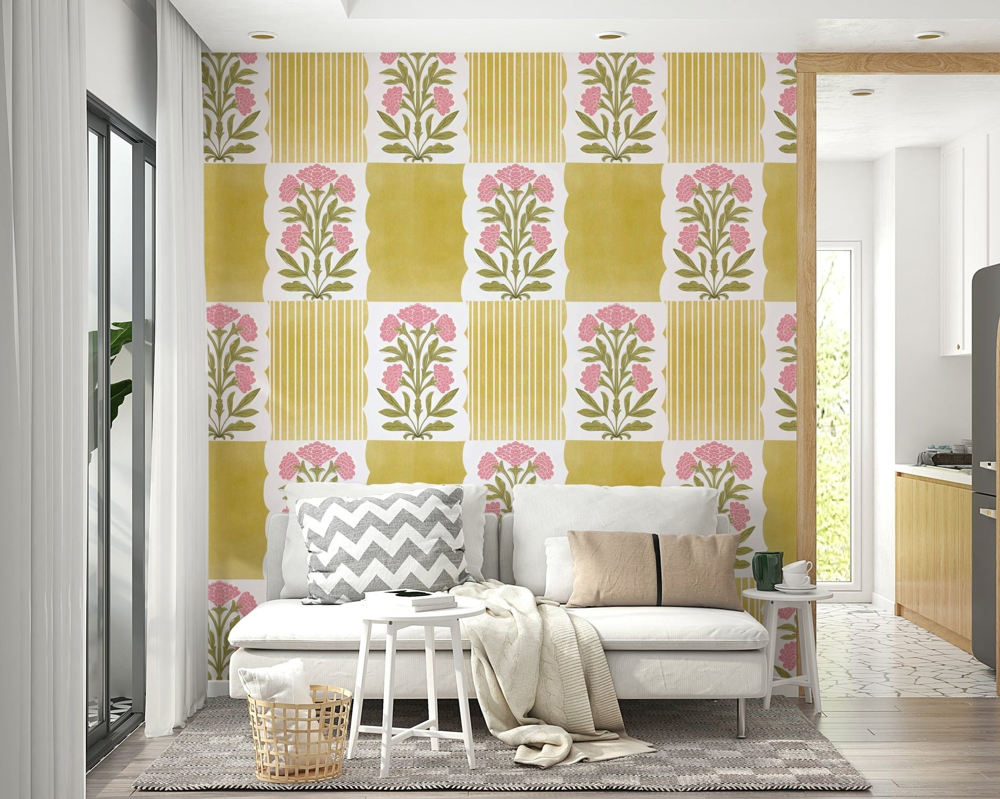Soft stripe and floral wallpaper for walls

