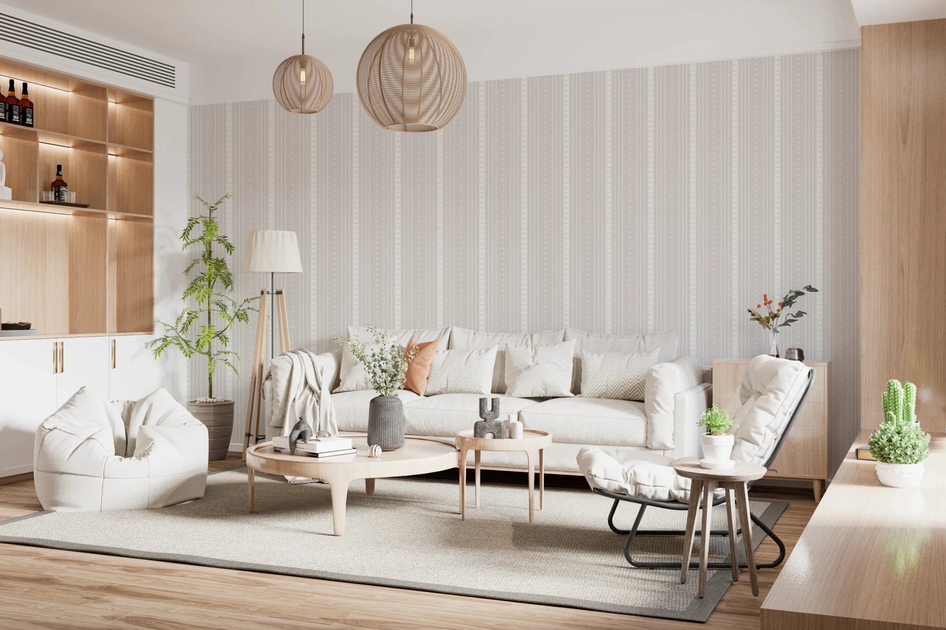 Textured cream wallpaper for a sophisticated dining area wall mural