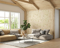 A calming landscape wallpaper mural that defines a space.

