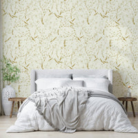 A graceful field of flowers wall mural in soft tones.

