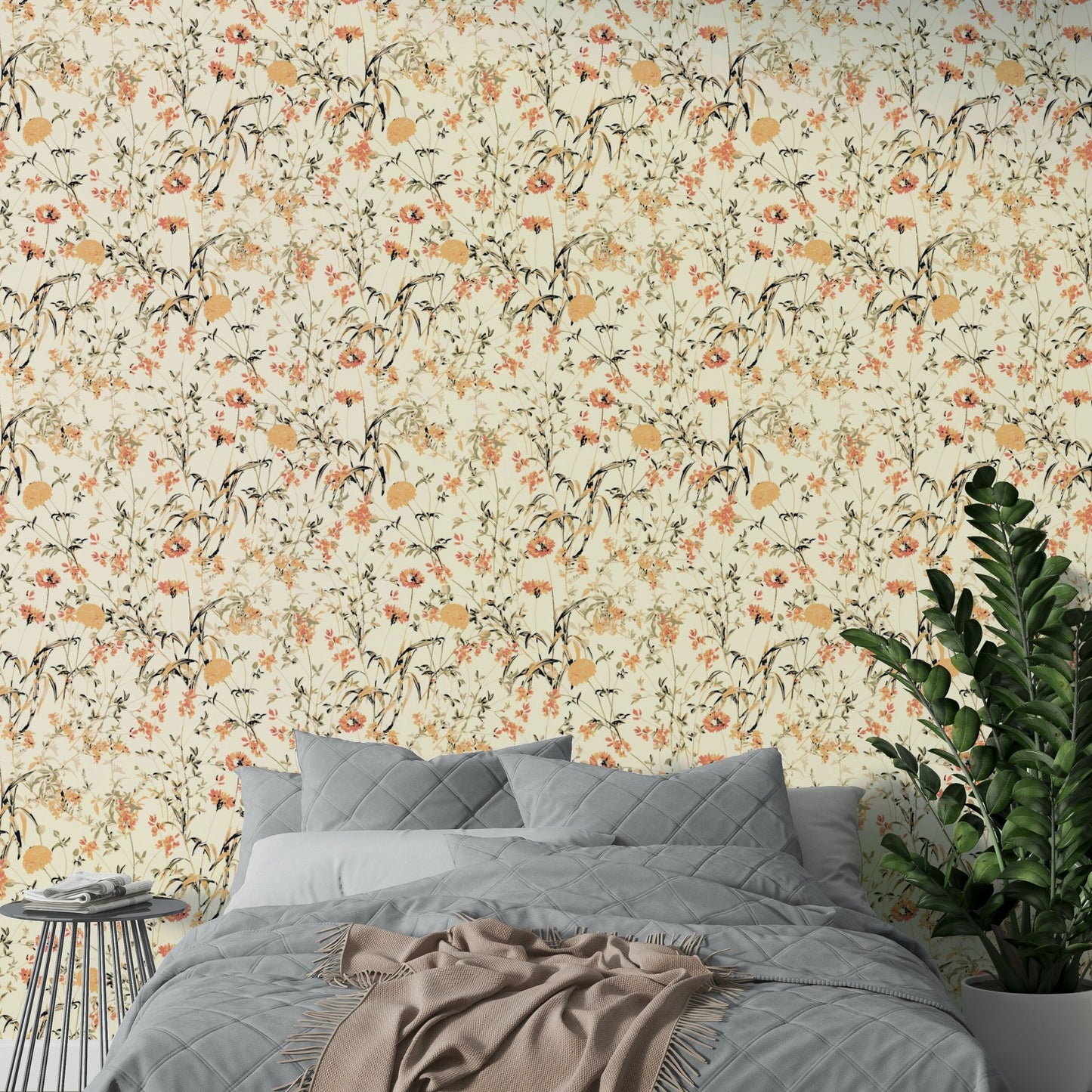 The wallpaper for walls being installed.