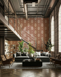 Easy-install subtle terracotta floral wallpaper

