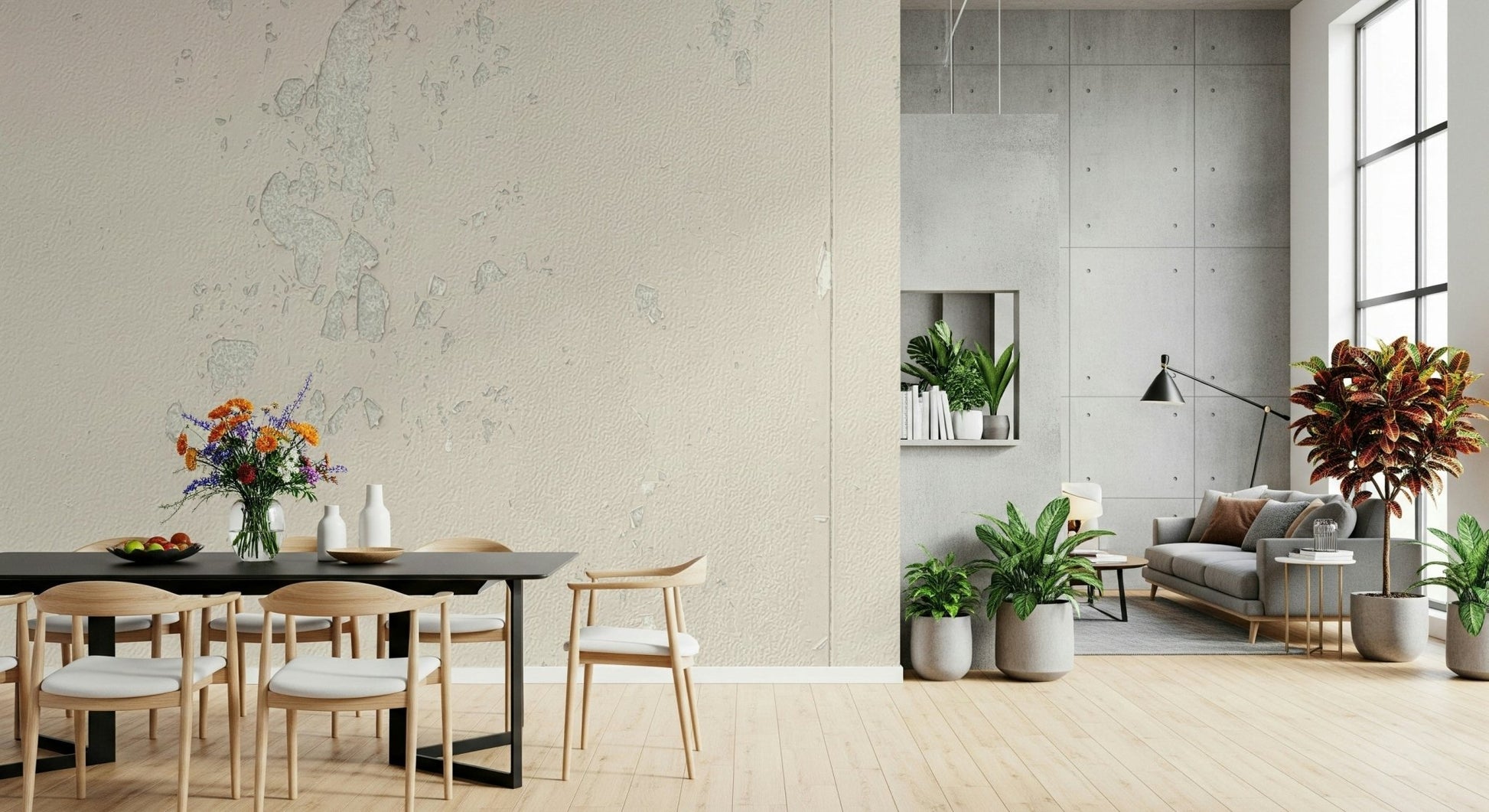 Subtle Texture Wall Mural design in a modern living room