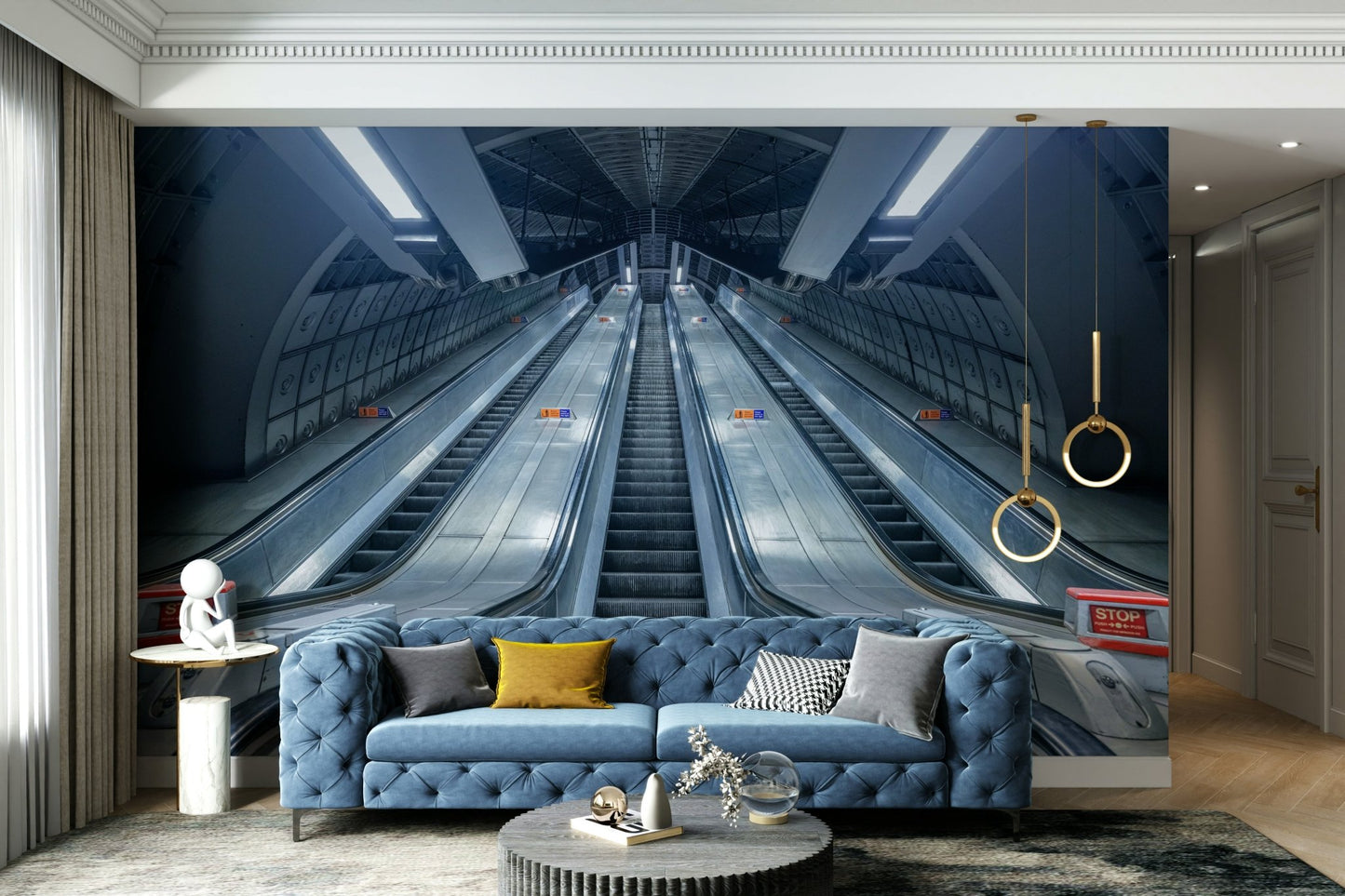 A calming metropolitan design wallpaper mural that defines a space., GD4627