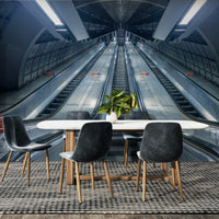 A peaceful subway scene mural on decorative wallpaper., GD4627