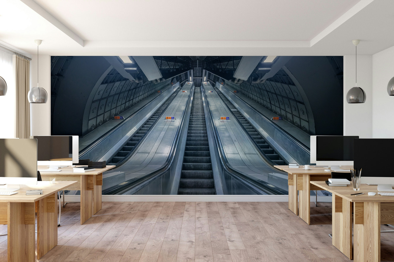 A beautiful modern subway wallpaper mural for urban decor.

