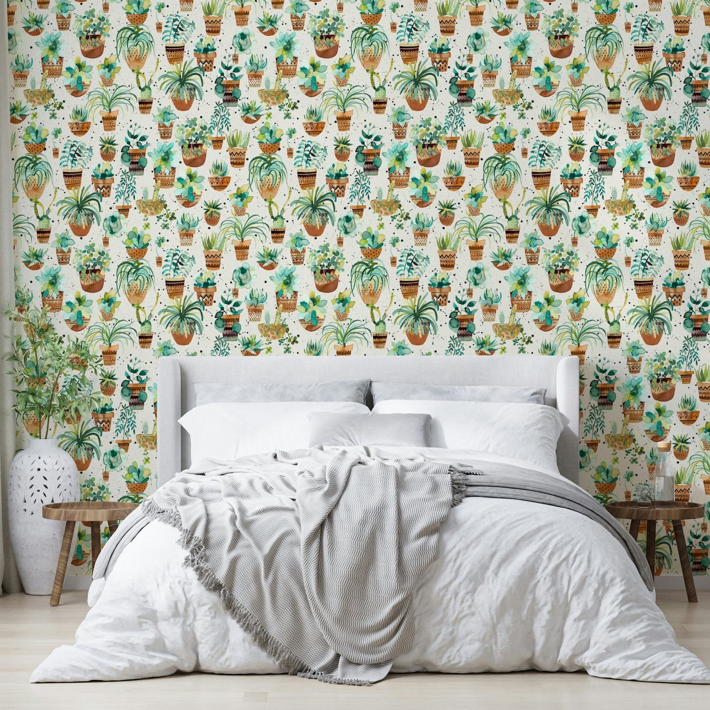Lush succulents in stylish home pots wall mural., GD1526