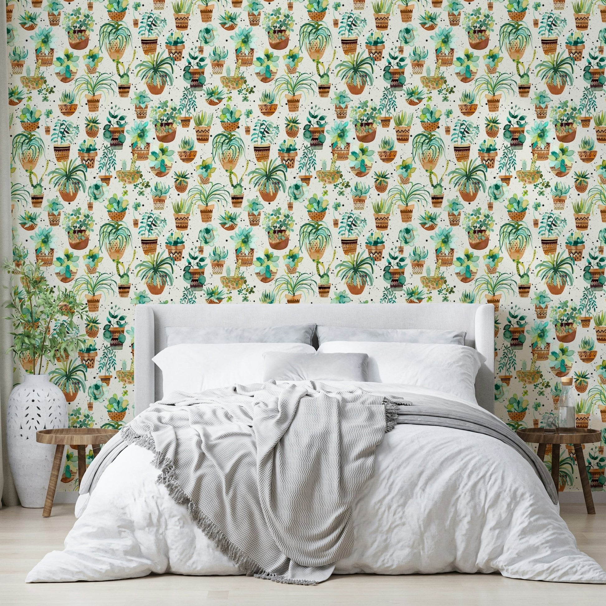 Lush succulents in stylish home pots wall mural., GD1526