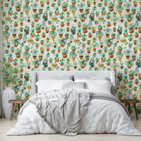 Lush succulents in stylish home pots wall mural., GD1526