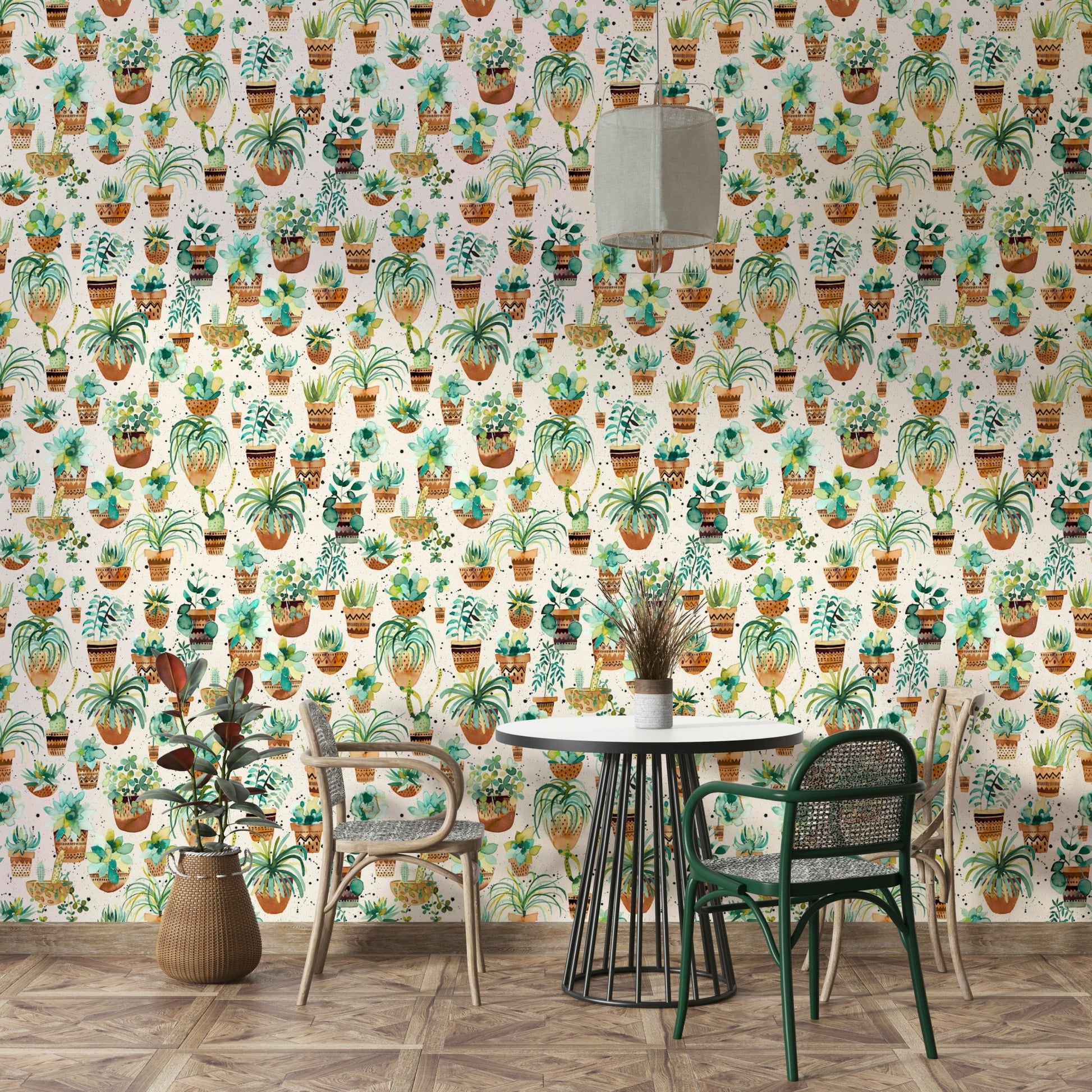 Beautiful succulent plant pot wallpaper for walls., GD1526