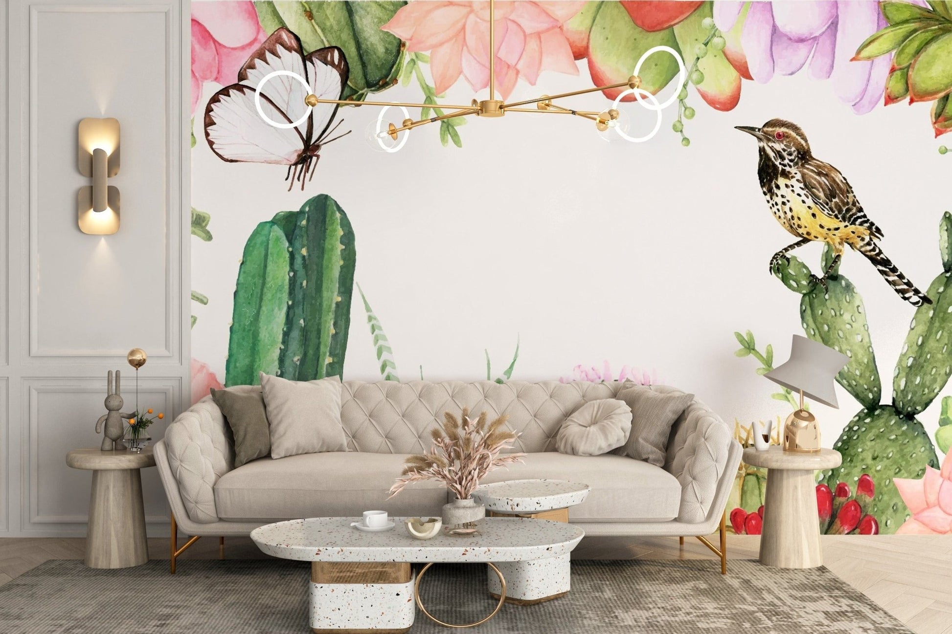 Lush succulents design in a wallpaper mural style flowers-03
