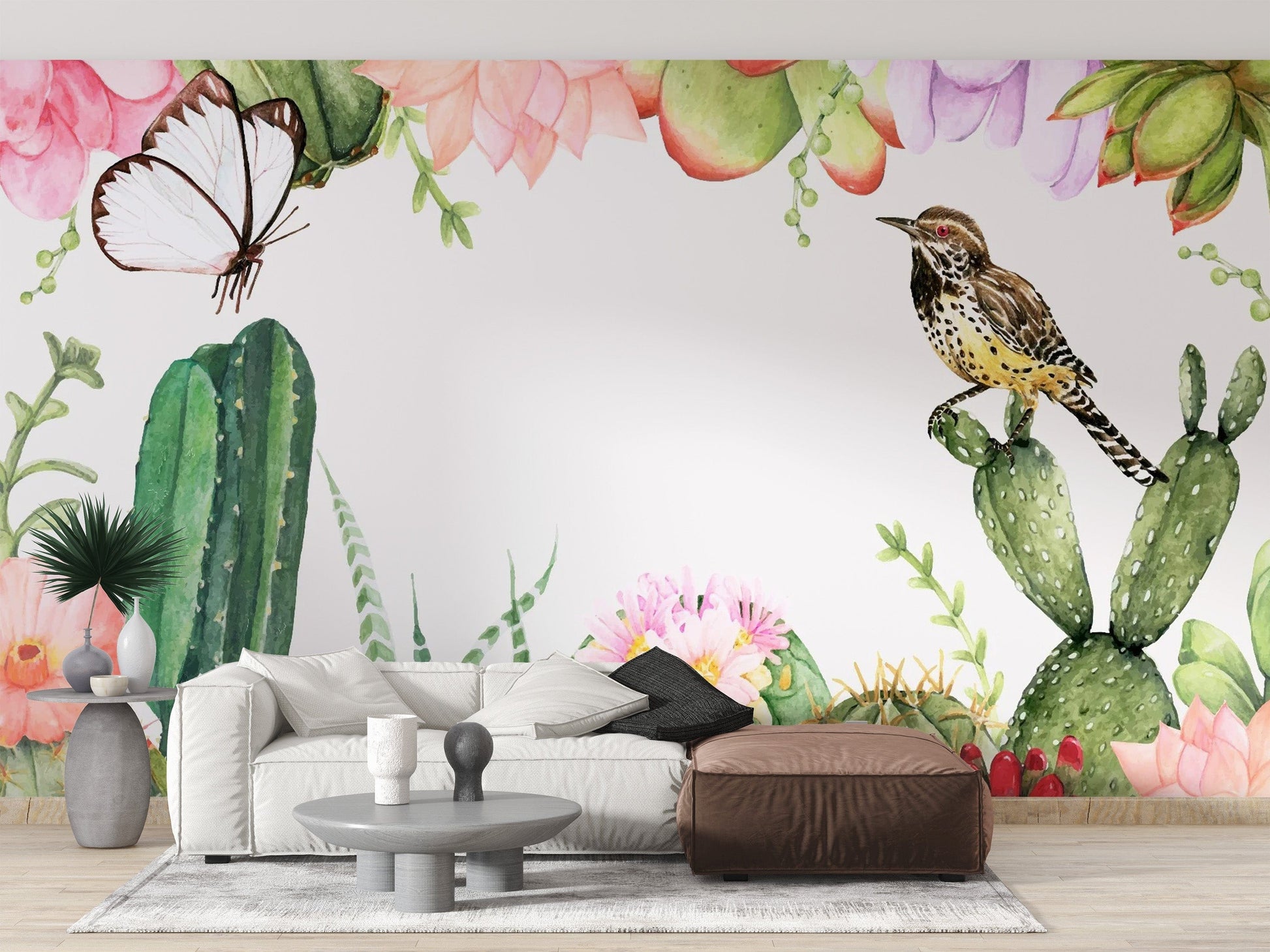 Beautiful succulent plants wallpaper mural for walls
