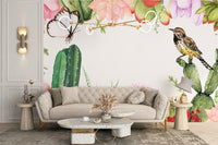 Lush succulents design in a wallpaper mural style
