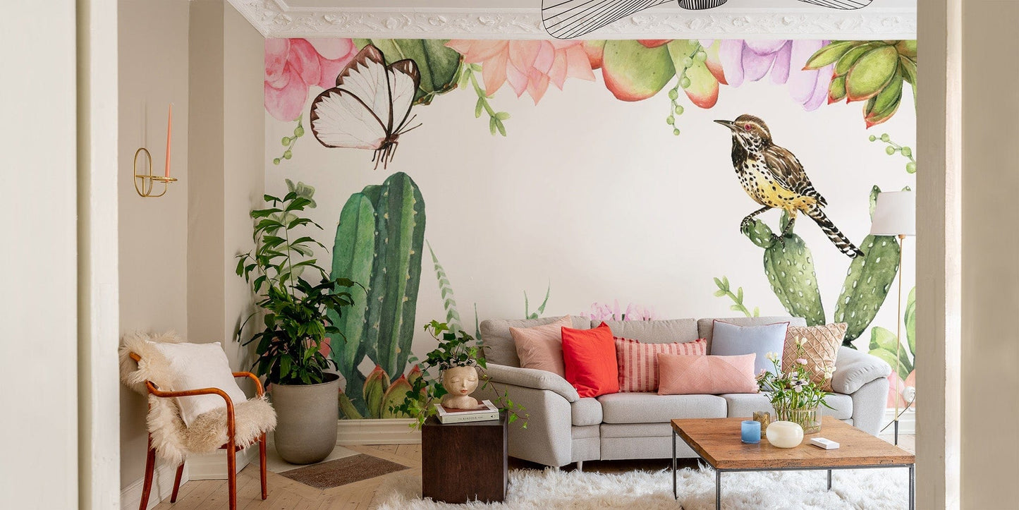 Succulents Plants Wallpaper Mural for modern rooms
