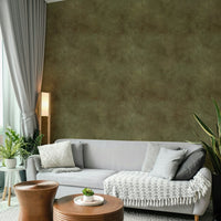 Olive green wallpaper with suede leather texture.

