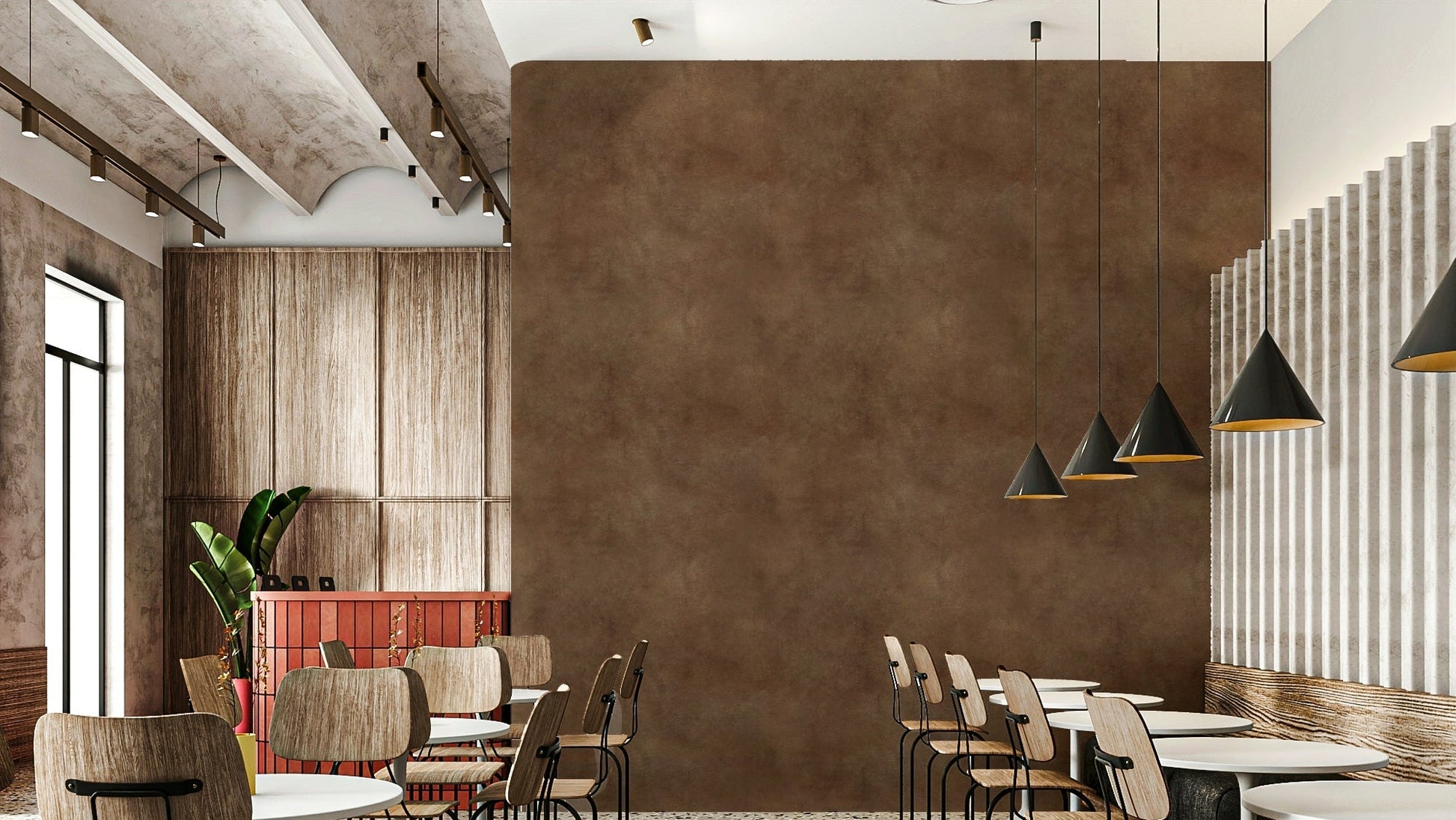 Sable brown wallpaper with suede leather texture.

