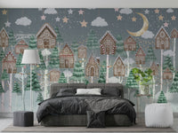 The trees have soft, gentle shapes.

