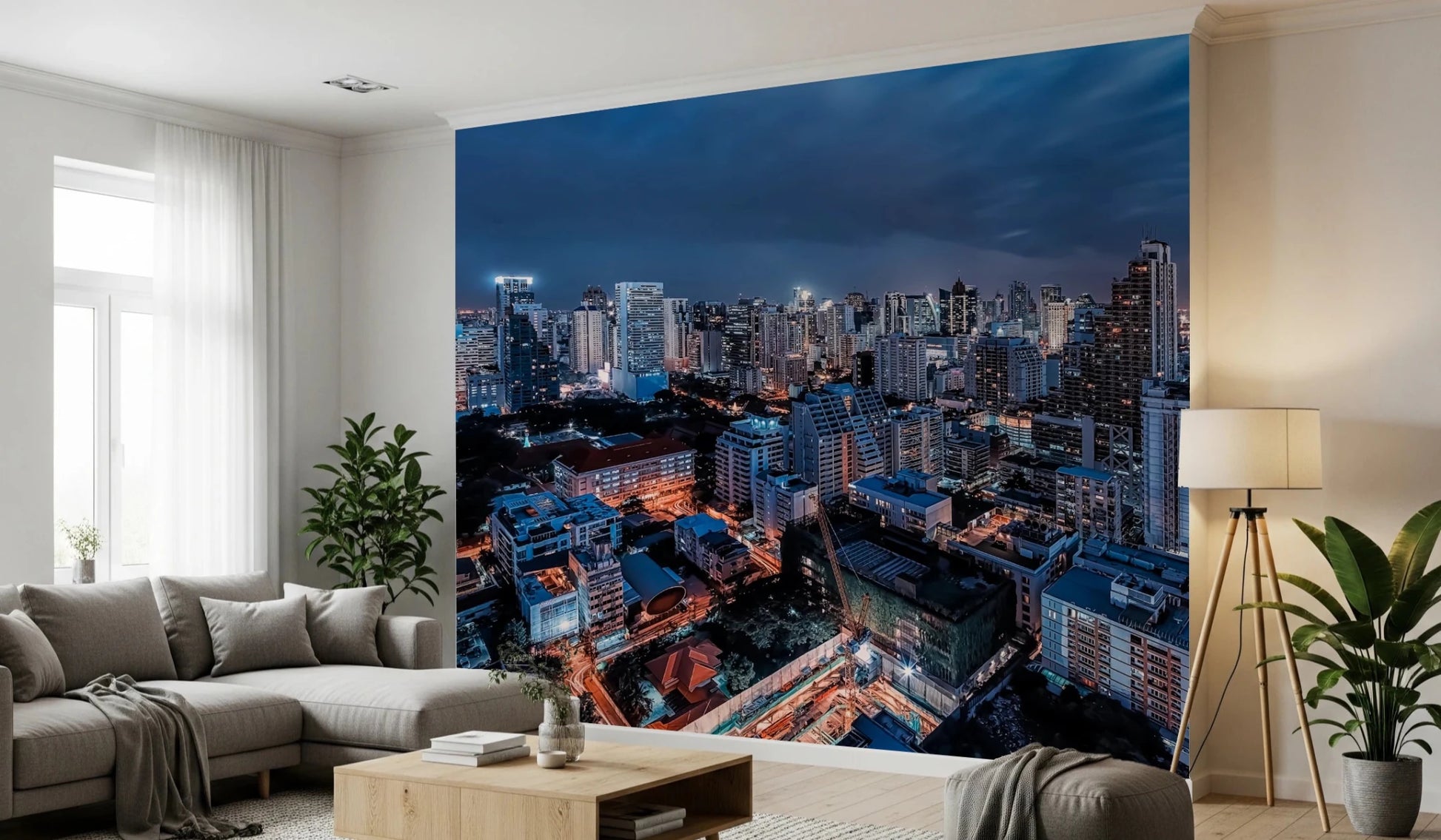High-rise building wallpaper with a cinematic city view for apartments