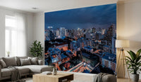 High-rise building wallpaper with a cinematic city view for apartments