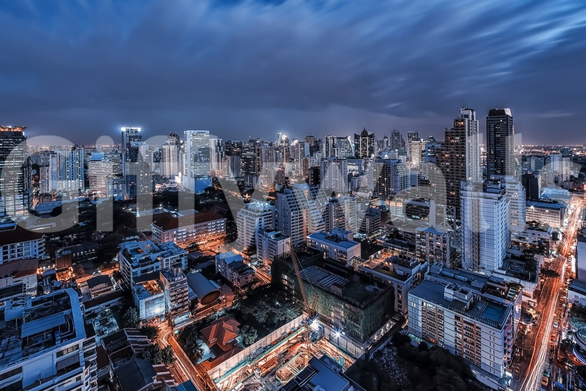 Sukhumvit District Wall Mural for adding depth to minimalist bedrooms