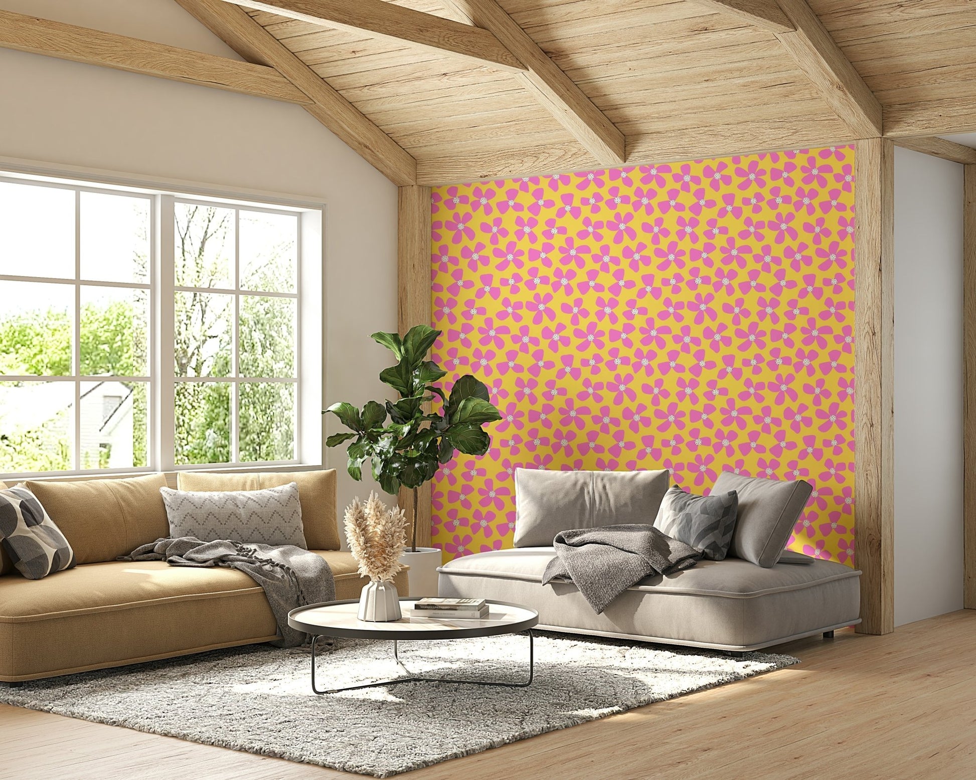 Bright floral pattern with bursts of summer flowers

