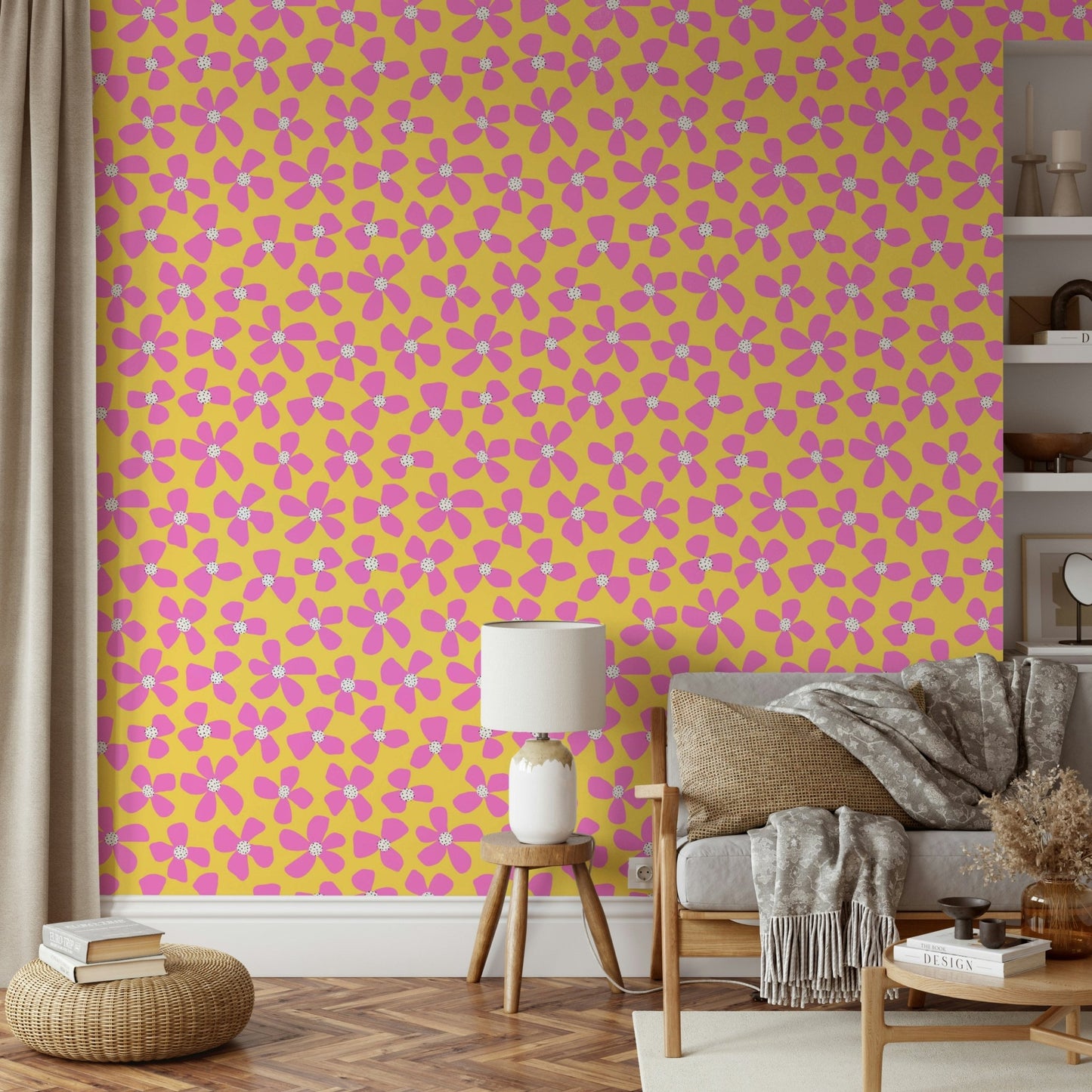 Lush summer floral wallpaper bursting with color

