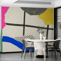 Bright and cheerful mural with seasonal motifs

