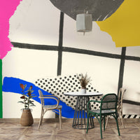 Abstract summer-themed shapes on wall mural

