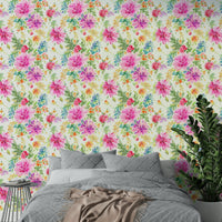 Bold watercolor floral mural

