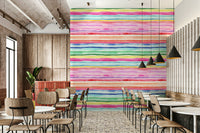 Vibrant striped wallpaper for a cheerful atmosphere

