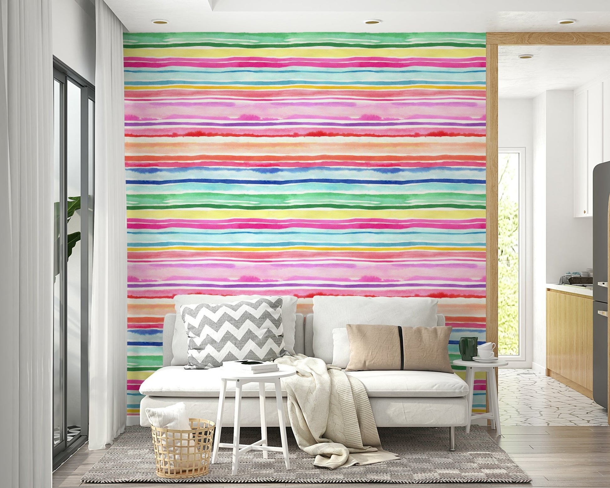 Summer-inspired multicolor stripes for wall decoration

