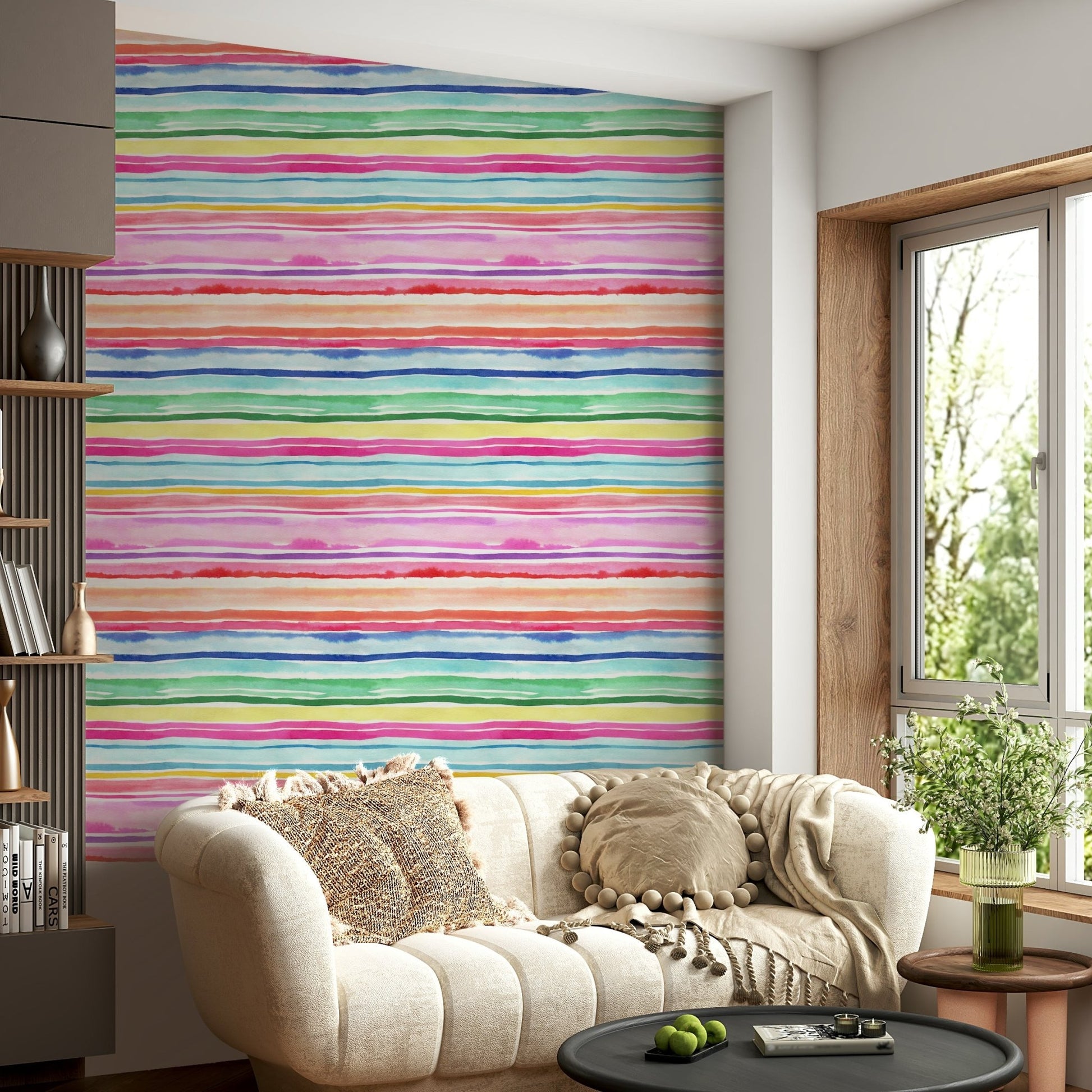 Fun and colorful striped wallpaper for fresh interiors

