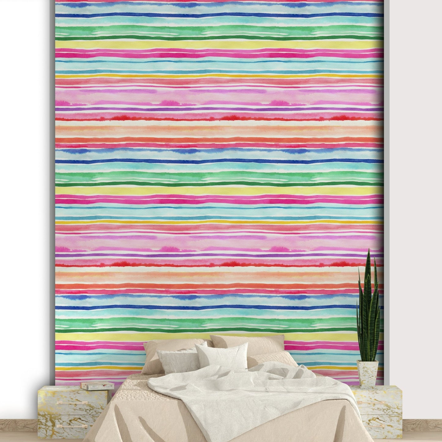 Multicolor summer stripes wallpaper for vibrant rooms

