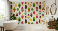 Vibrant dessert pattern wall mural for a kitchen area.