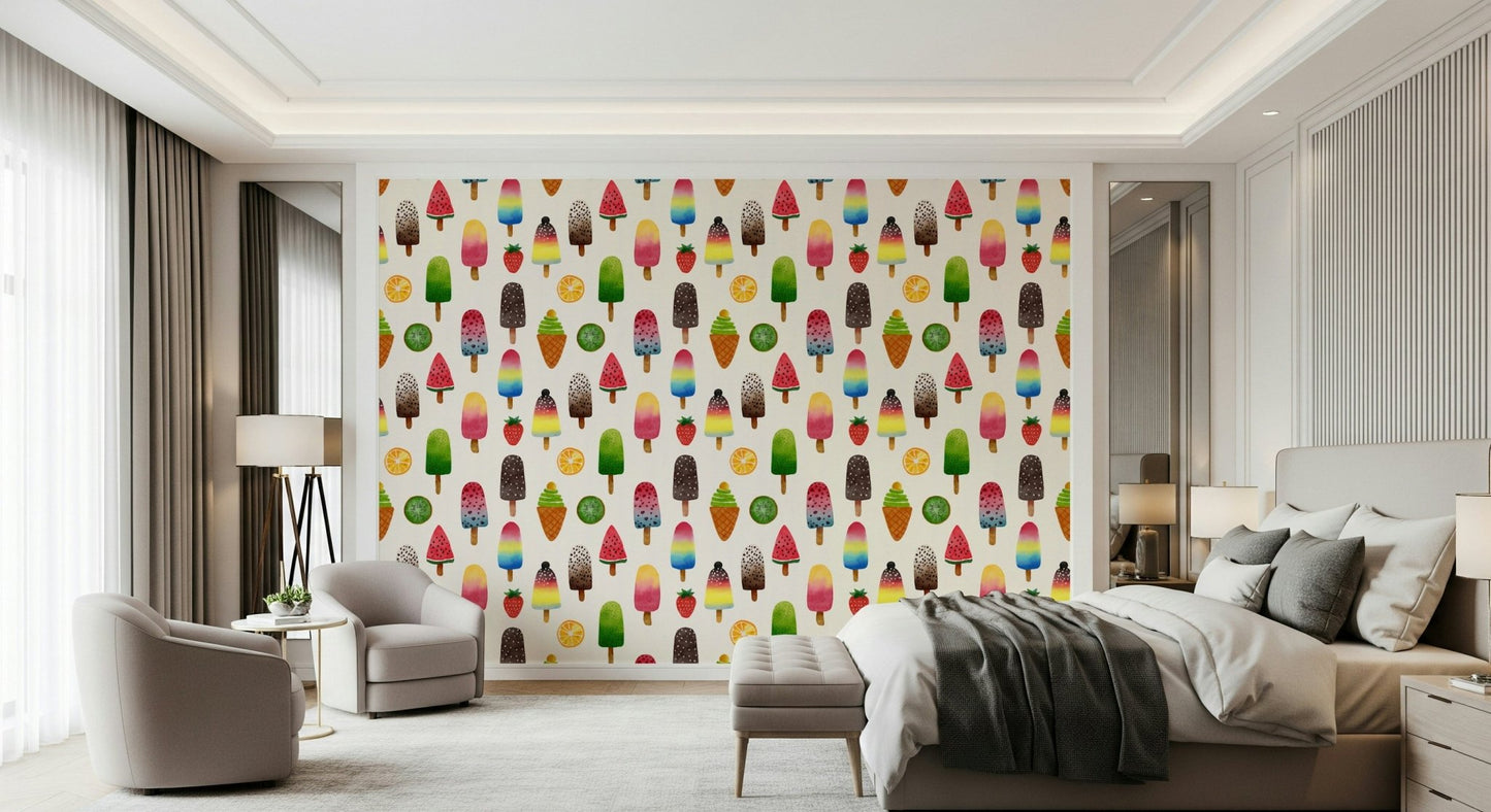 Sweet treat pattern wall mural for a feature wall.