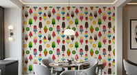 Summer Ice Pops wallpaper in a minimalist dining space.