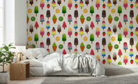Colourful ice lolly wall mural for a kids bedroom.