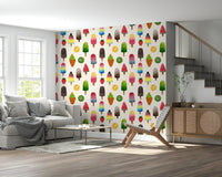 Summer Ice Pops wallpaper in a bright nursery room.
