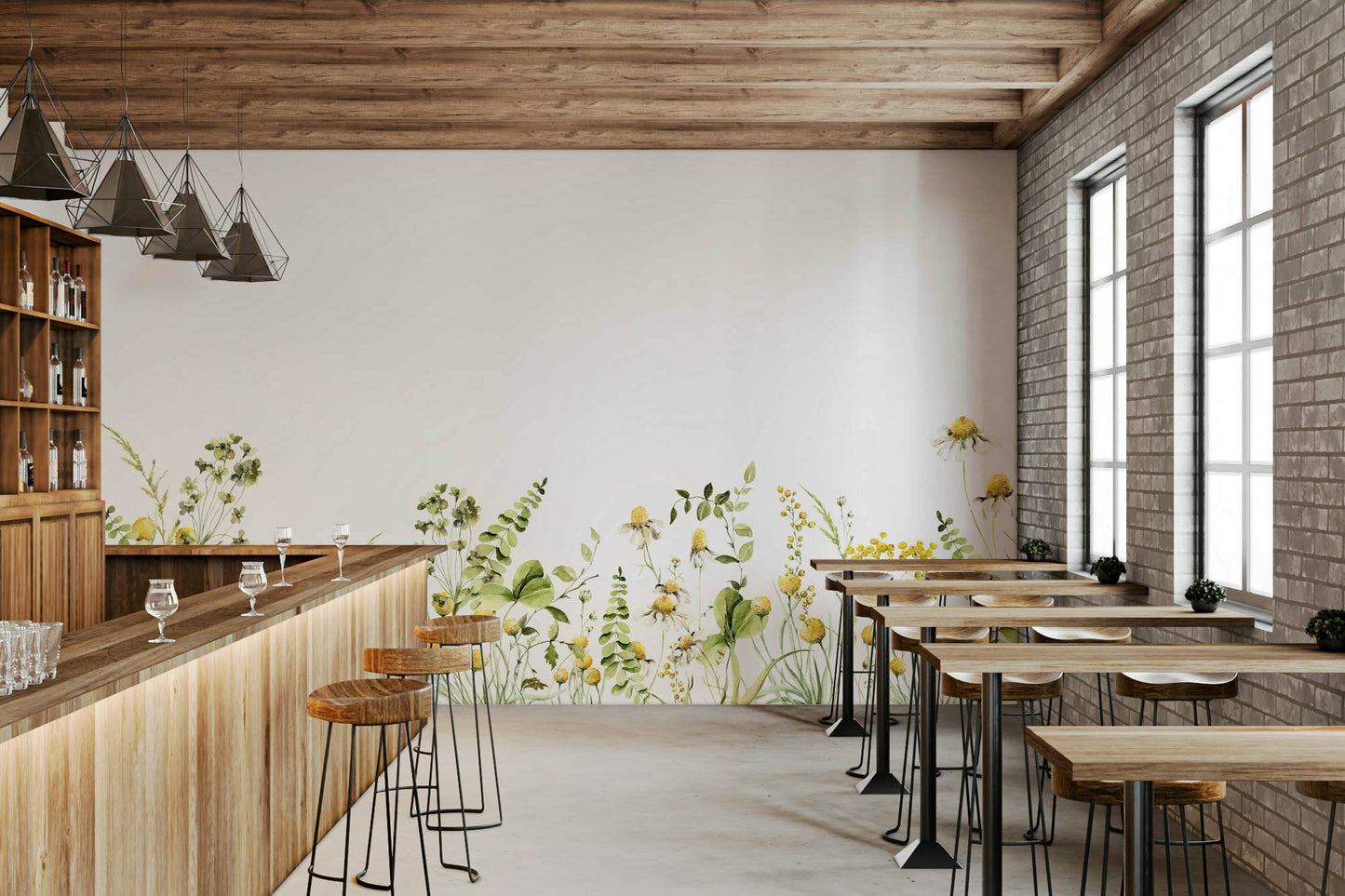Fresh summer vibes with a floral wall mural design, GD1244