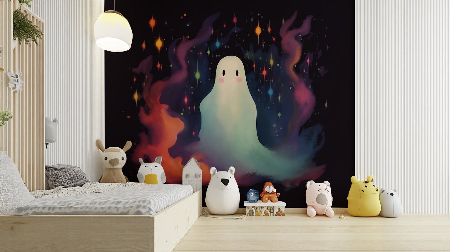 The fireflies are scattered throughout the grass and air.
