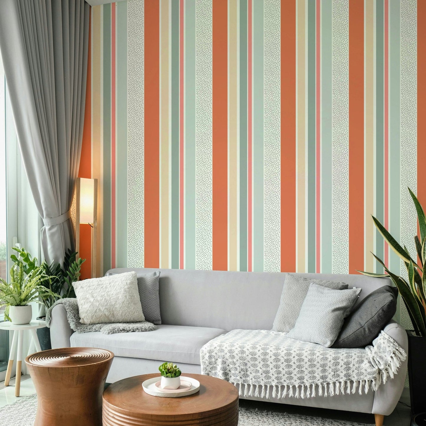 Bright, colorful striped wallpaper for modern interiors.

