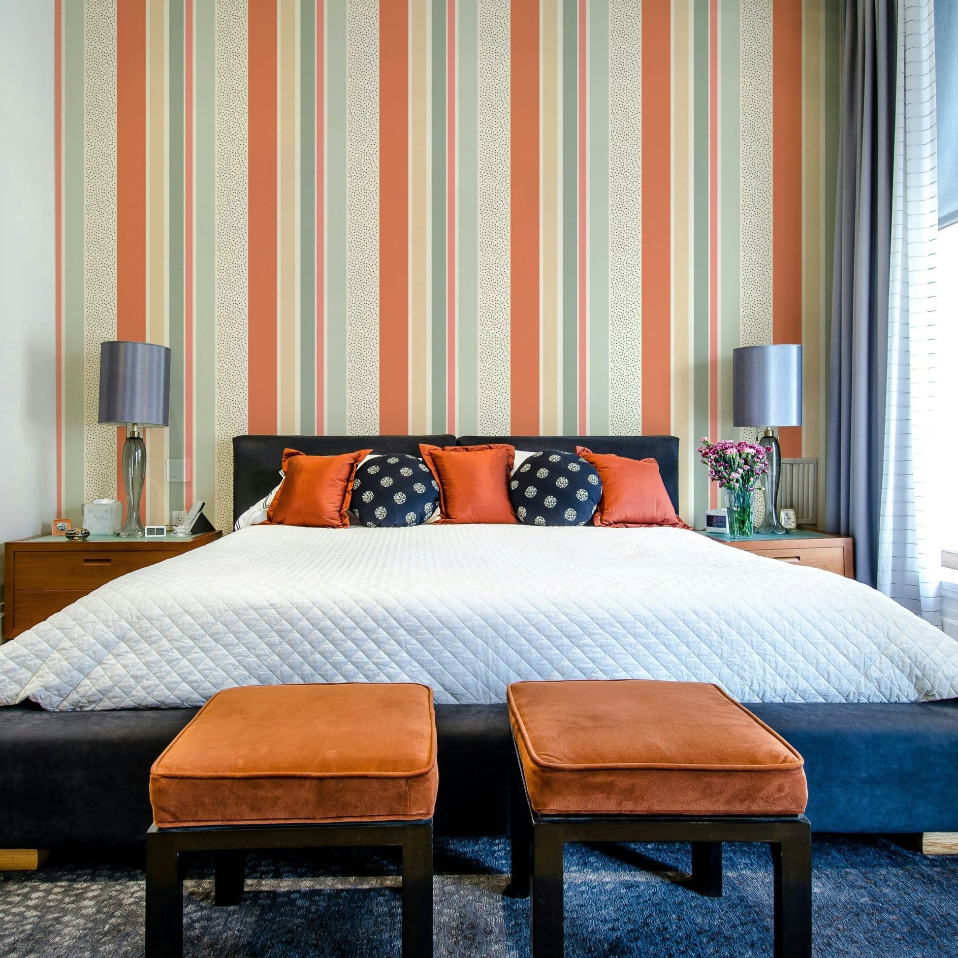 Colorful striped pattern for contemporary walls.

