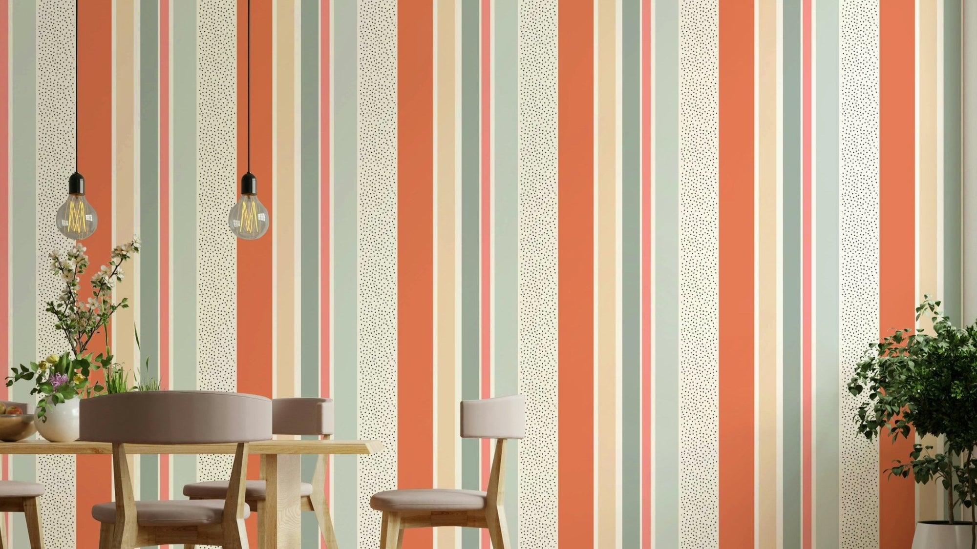 Fun striped wallpaper to brighten your space., GD1873